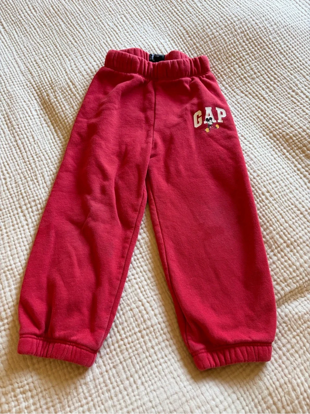 GAP Kids Bright Red Fleece Joggers with Logo